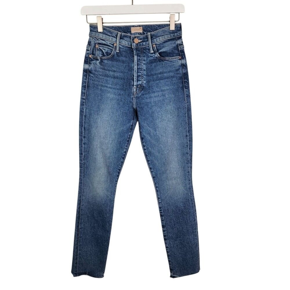 MOTHER Jeans Womens 24 Blue The Stunner Ankle Fray Crate Digger